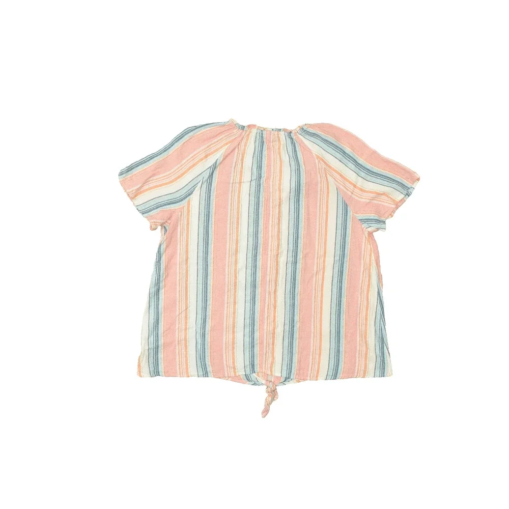 Lane Bryant Women's Size 16 Multi-Color Vertical Stripe Linen Blend Button Front